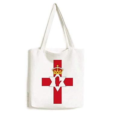 Imagem de Bolsa de lona com bandeira nacional da Irlanda do Norte da Europa, bolsa de compras casual