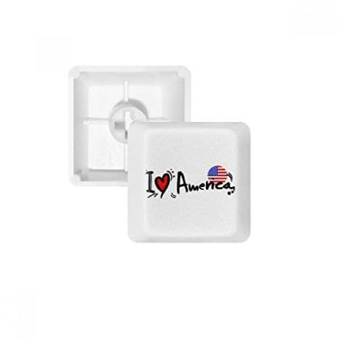 Imagem de I Love America Bandeira de Palavras Amor Coração Ilustração Teclado Mecânico PBT Kit de Atualização para Jogos