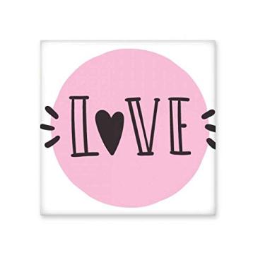 Imagem de Pedra adorna de tijolos vitrificados com citação de amor rosa e azulejo de cerâmica brilhante