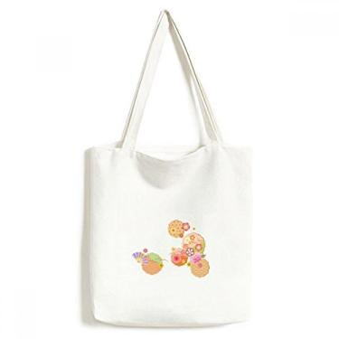 Imagem de Bolsa de lona dobrável com padrão Sakura geométrico bolsa de compras casual bolsa de mão