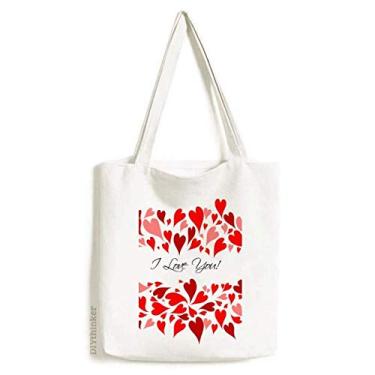 Imagem de Dia dos Namorados I Love You Red Tote Canvas Bag Shopping Satchel Casual Bolsa