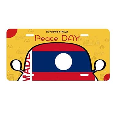 Imagem de DIYthinker Placa de licença Made in Laos Country Love para decoração de carro, dia da paz