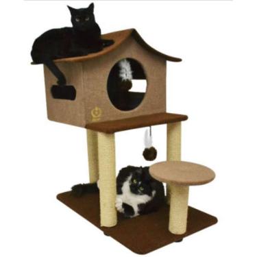 Imagem de Brinquedo Arranhador Casa e Pedestal Marrom e Bege - Tam. Único