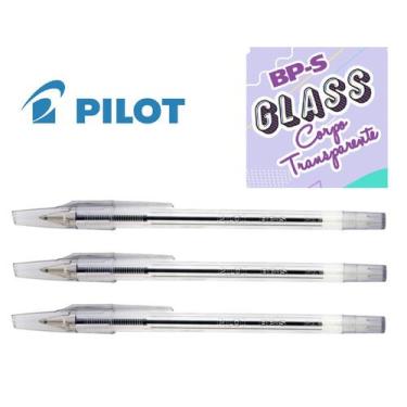 Imagem de Kit Com 3 Canetas Esferográficas Pilot Bp-S Glass Preta