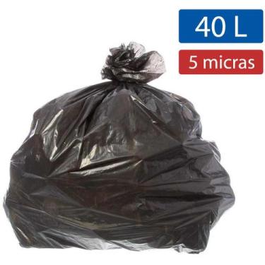 Imagem de Saco Para Lixo 40 Litros Preto 55X59cm 5 Micras - 10 Un - Ecoplan