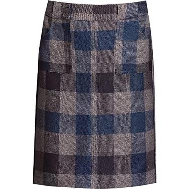 Imagem de Saia De Cintura Alta De Lã - Feminina Cintura Alta Fina Forquilha De Lã Xadrez Reta Saia, Bolso Duplo Outono Inverno Grosso Fino Vintage Saias Coladas Ao Corpo De Comprimento Médio, Adequado Para