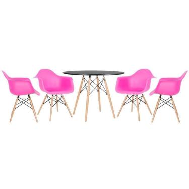 Imagem de Mesa Eames 100cm + 4 Cadeiras Eiffel Daw Rosa Pink