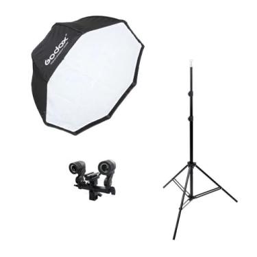 Imagem de Estúdios Fotográfico Softbox Sombrinha 120cm Octabox duplo Iluminação