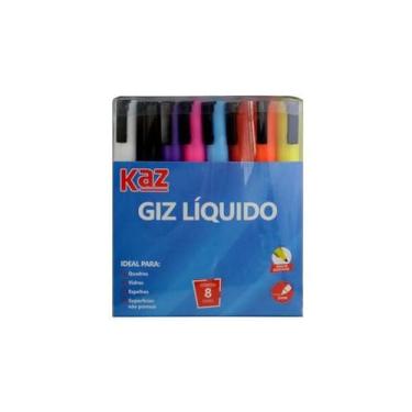 Imagem de Giz Liquido, Marcador Quadros, Vidros, Ponta 3mm, 8 Cores, Ref. KZ2013