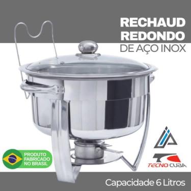 Imagem de Rechaud Redondo De Aço Inox 6 Litros Banho Maria Tecnocuba Richo Buffe