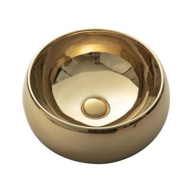 Imagem de Cuba De Apoio Para Banheiro Redonda Louça Cerâmica 41 cm Morganita Pingoo.casa - Dourado