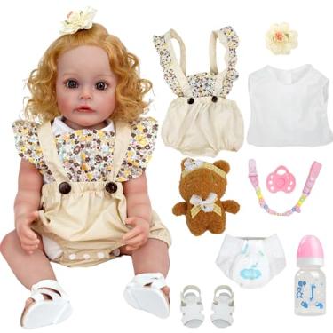 Imagem de Brastoy Bebê Reborn Silicone Boneca Pintado Realista Menina Original 55cm (Menina Loira)