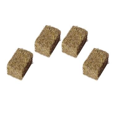 Imagem de UGPLM 4 peças mini fardos de feno em miniatura exclusivo fino acabamento simulado palheiro para mesa de areia halloween artesanal diy, Retângulo