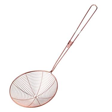 Imagem de Coadores de malha 1 peça coador de malha de aço inoxidável durável farinha de cozinha tela portátil filtro de malha peneira de farinha coador de óleo escorredor de alimentos (cor: ouro rosa)
