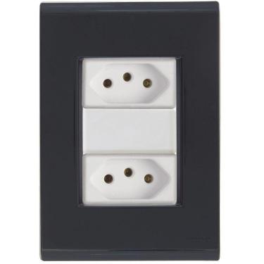 Imagem de Cj Duas Tomadas Dupla 10a Liz Grafite Tramontina Completo Pronto Tramontina