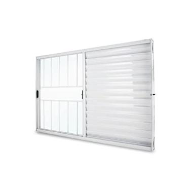 Imagem de Janela Veneziana Abertura Direita Exclusiva 3 Folhas Grade Vidro Liso 100x120cm Crv Portas e Janelas Branco