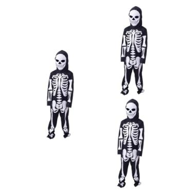 Imagem de ERINGOGO 3 Partidas traje de esqueleto de halloween infantil roupas de criança macacão preto macacões body de dia das bruxas body de halloween esqueleto tons de terra meia-calça 3d