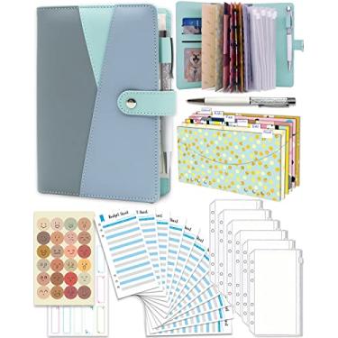 Imagem de Fichário econômico com envelopes com zíper, envelopes de dinheiro Ginmlyda para economizar dinheiro, bolsos de PVC, adesivos e caneta, organizador