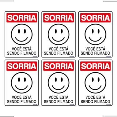 Imagem de Combo 6 Placas De Sinalização Sorria Você Está Sendo Filmado 15x20 Ekomunike - P-26 F9e