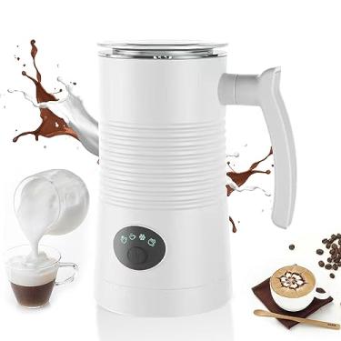 Imagem de XCPHGFM Batedor de leite 4 em 1 Fabricante de espuma quente/fria 400W Interior antiaderente removível 11,84 onças/350 ml Espumante de leite elétrico automático e vaporizador para café com leite quent