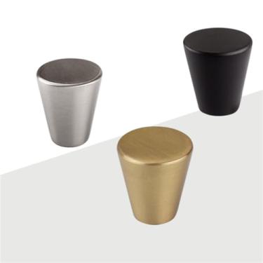 Imagem de Puxador de gaveta em forma de cone, escova de liga de zinco sólida, níquel, cobre, cor preta fosca, puxador de gaveta, cobre escovado