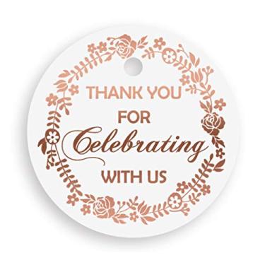 Imagem de Etiqueta de presente circular redonda com estampa de papel alumínio, coleção de casamento, etiqueta 1, Rose Gold