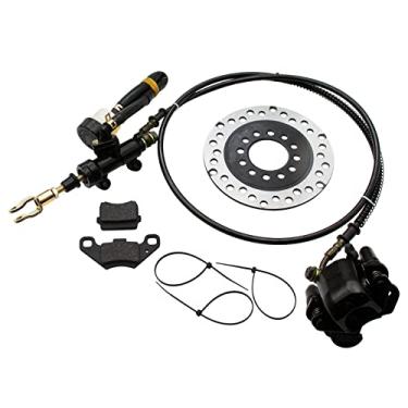 Imagem de Sistema de pinça de freio a disco traseiro hidráulico Pads Disco Rotor para 150cc 200cc 250cc Dirt Bike Quad ATV Gokart Go Kart Dune Buggy (Preto)