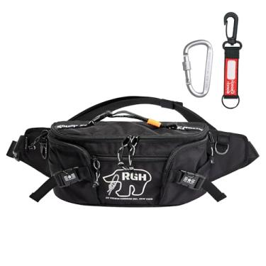 Imagem de Pochete tática Rough Enough grande para homens, transversal, 5L, impermeável, cordura, preta, pesca, caminhadas, caça, viagens