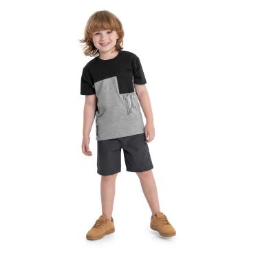 Imagem de Conjunto Infantil Camiseta em Meia Malha e Bermuda para Meninos Quimby