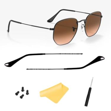 Imagem de Braço de substituição da têmpora, pontas para óculos de sol Ray ban RB3447 RB3547N RB3548N RB3647N, com 4 parafusos, 1 chave de fenda (preto)