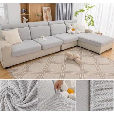 Imagem de Sofá De Estiramento Slipcover Sofá Capa Protetor De Móveis Sofá Macio Com Fundo Elástico Para Crianças, Poliéster Spandex Jacquard Tecido (A,Cinzento05)