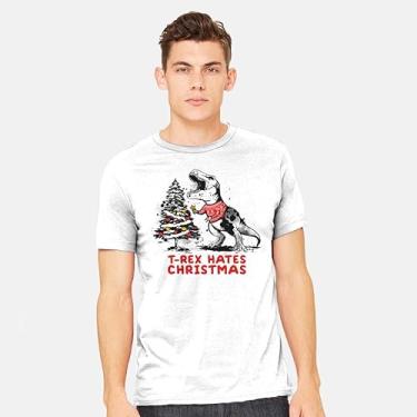 Imagem de TeeFury - T-Rex Hates Christmas - Camiseta masculina animal, Preto, XXG