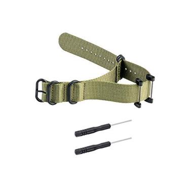 Imagem de SENCATO Pulseiras de relógio compatíveis com Suunto Core, pulseiras de substituição de nylon de tecido militar com fivela de metal preto para relógio inteligente Suunto Core (verde militar)