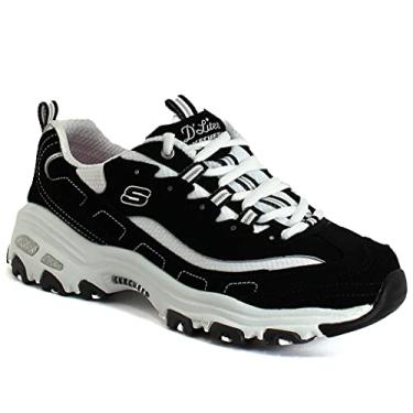 Imagem de Skechers Sport Women's D'Lites Memory Foam Lace-up Sneaker,Black/White,8.5 W US
