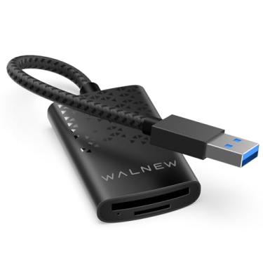Imagem de WALNEW Leitor de cartão micro SD com dois compartimentos, leitor de cartão de memória USB 3.0 de alta velocidade para Mac OS, Windows, Android no PC, laptop e câmera, suporta cartões