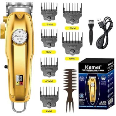Imagem de KEMEI Mens Hair Clipper Cord Cordless Clippers Hair Trimmer Beard Professional Haircut Kit For Men Rechargeable LED Display & Corded Rechargeable Grooming Kit KM-1986PRO
