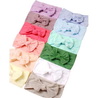 Imagem de Laço De Cabelo Bebê Recém Nascido Turbante Faixinha Kit C/12