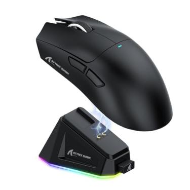 Imagem de Mouse Gamer Attack Shark X11 59g Superleve sem fio com Dock Magnético RGB, 22000 DPI, 5 botões programáveis para PC/Notebook/Mac (Preto)