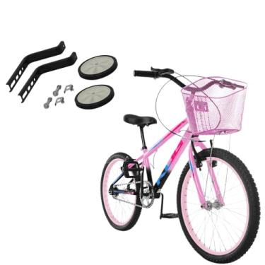 Imagem de Bicicleta KOG BIKES Aro 20 Infantil Em Aluminio Feminina com Cestinha e Rodinha,Preto Degrade Rosa