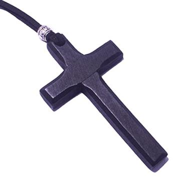 Imagem de Colar de cruz de madeira para homens e mulheres, colares com pingente de cruz de madeira para pingentes de espelho retrovisor de carro, parede, joias cristãs, 1 piece-black-8.3cm, Madeira, Sem Pedra
