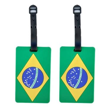 Imagem de Kit 2 Identificador de Mala de Viagem Tag de Bagagem Férias Avião Etiqueta de Silicone Premium (BRASIL, TAG)