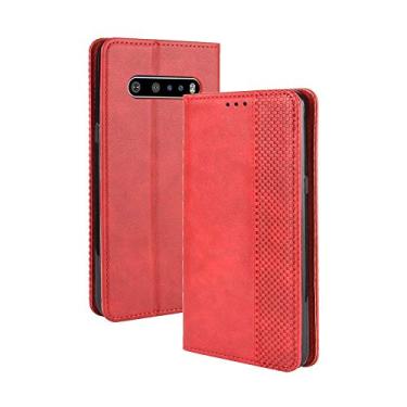 Imagem de Capa para LG V60 ThinQ 5G, capa flip carteira de couro para LG V60 ThinQ 5G, capa magnética retrô para celular, capa carteira com compartimentos para cartão