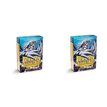 Imagem de 2 Packs Dragon Shield Matte Mini Japanese Silver 60 ct Card Sleeves Value Bundle!