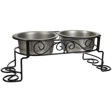 Imagem de Tigelas para animais de estimação elevadas para dois restaurantes mediterrâneos SPOT | Alimentador elevado de cães | Alimentador de cães para cães pequenos | Alimentador elevado de cães para cães médios | Alimentador elevado de cães para cães grandes