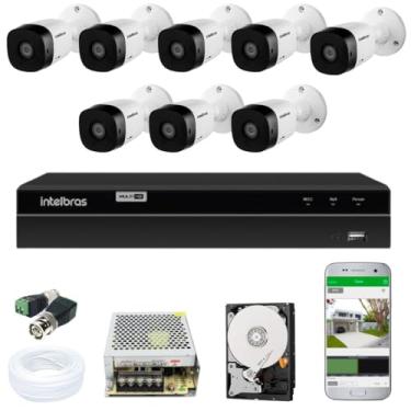 Imagem de Kit Jogo Monitoramento Via App Cftv 8 Câmeras Vigilancia Intelbras Dvr Mhdx