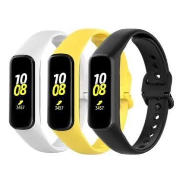 Imagem de 3 Pulseiras De Silicone Galaxy Fit 2 R220 - Preto/Branco/Amarelo - T -