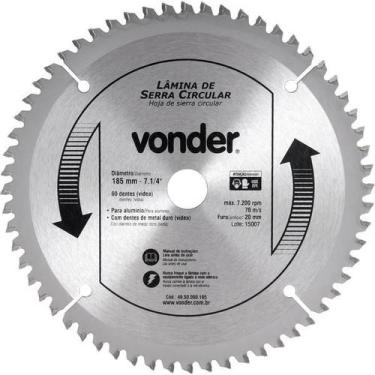 Imagem de Lamina Serra Circular Vídea 185x20x2,8mm 60 Dentes 7200 Rpm - Vonder