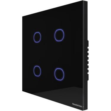 Imagem de Interruptor Touch Smart 4x4 Tramontina Preto 4 Canais