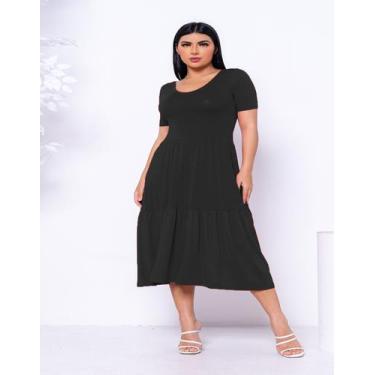 Imagem de Vestido Evangélico Soltinho Casual Festa Convidada Manga Curta - Gisel