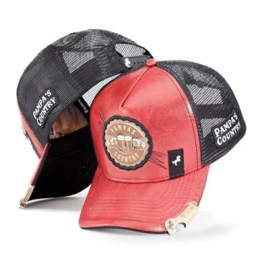 Imagem de Boné Vermelho Com Abridor de Garrafa Unissex De Couro - Pampas Country